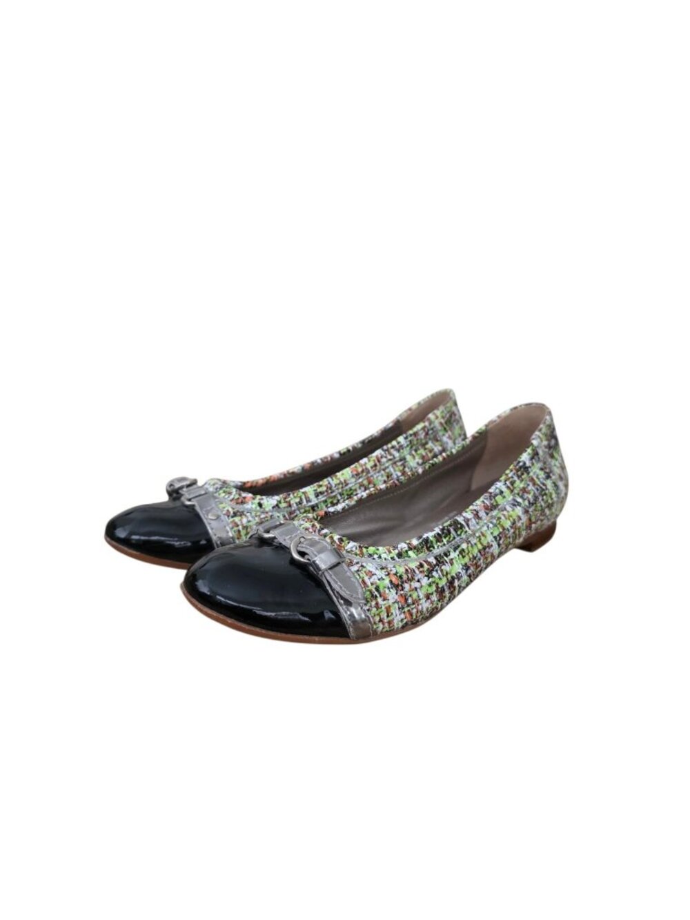 AGL Attilio Giusti Leombruni Monika Captoe Ballet Flats Leather Tweed 37.5 7.5